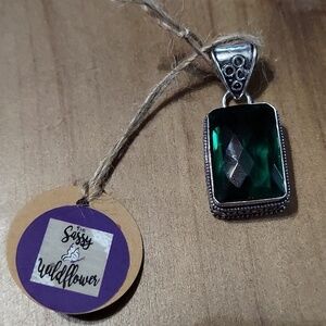 TOURMALINE Stamped Sterling Silver Pendant